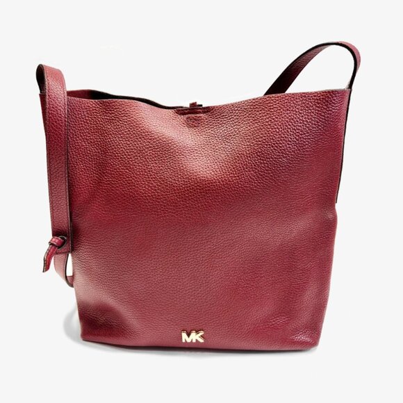 Euc Michael Kors Junie Crimson Leather Shoulder Bag c - Picture 1 of 13